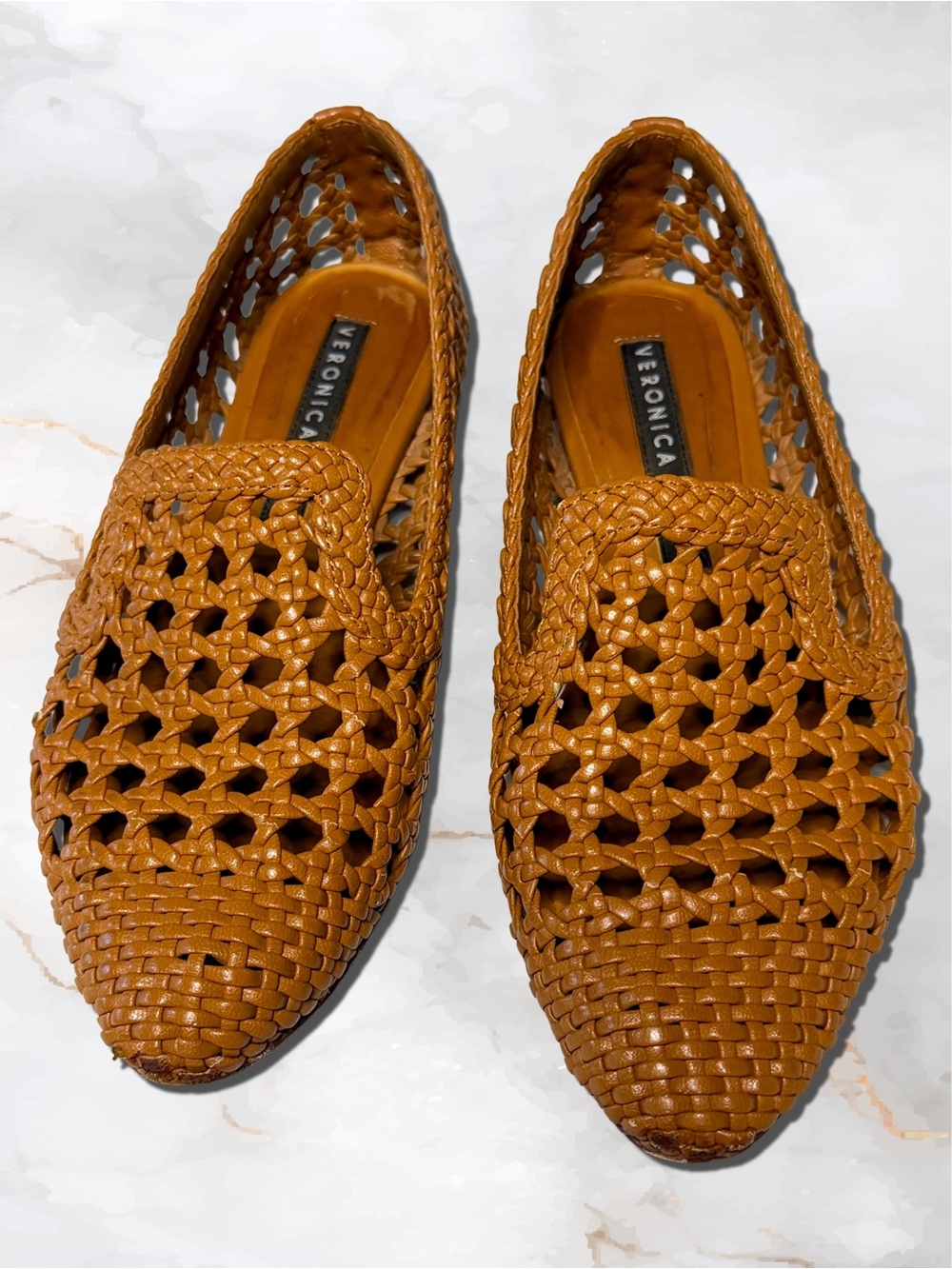 Veronica Beard Griffin Basket Weave Loafers Tan Leather Size 36 - Picture 3 of 9